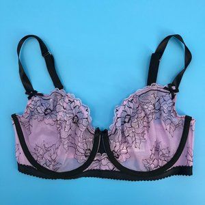 Cacique Unlined Balconette Bra 38DD Lavender Black